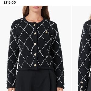 Endless Rose Black and White Checkered Cardigan